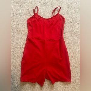 red stretchy romper